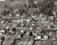 Circa 1890. Altitude. Part of Deadwood, South Dakota, as seen from big flume, showing steps, stairways, and roads from store to residence